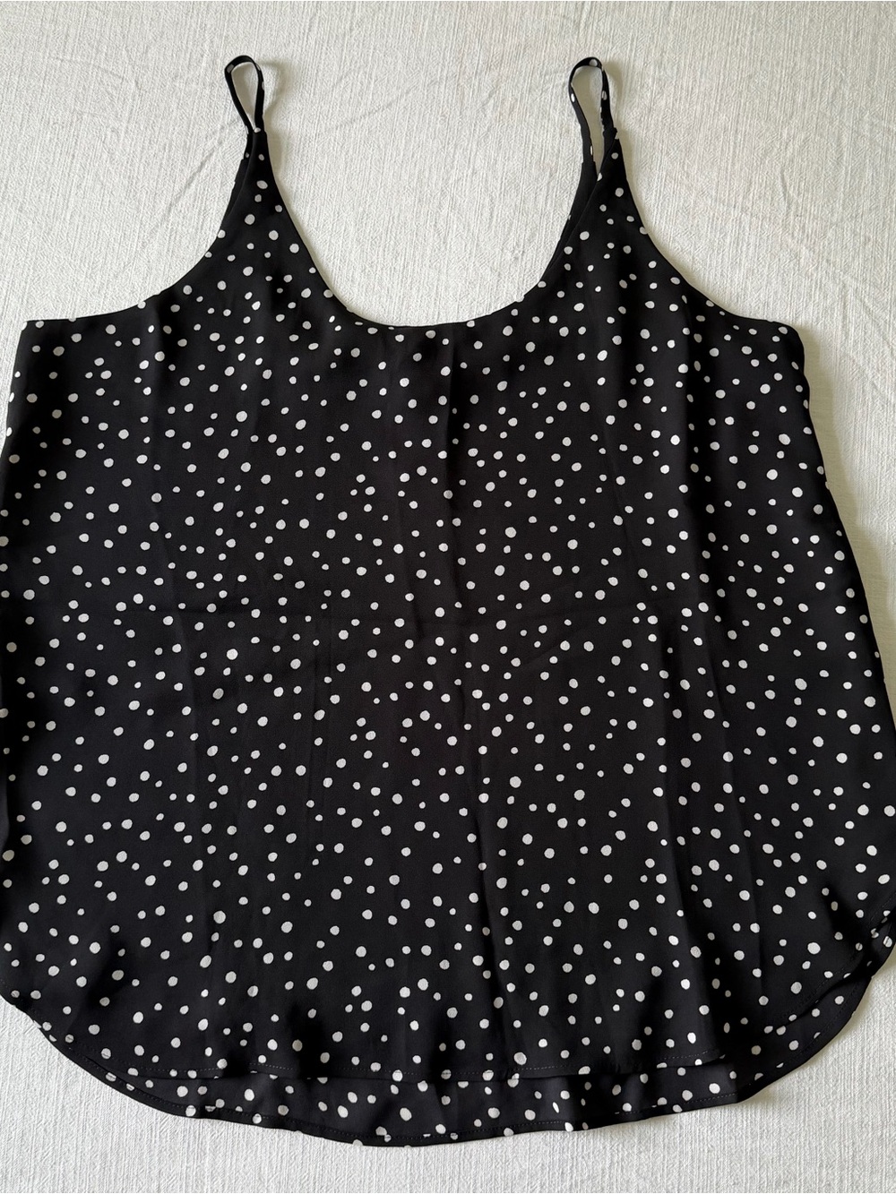LOFT Black White Polka Dot Sleeveless Cami Tank Top Lined